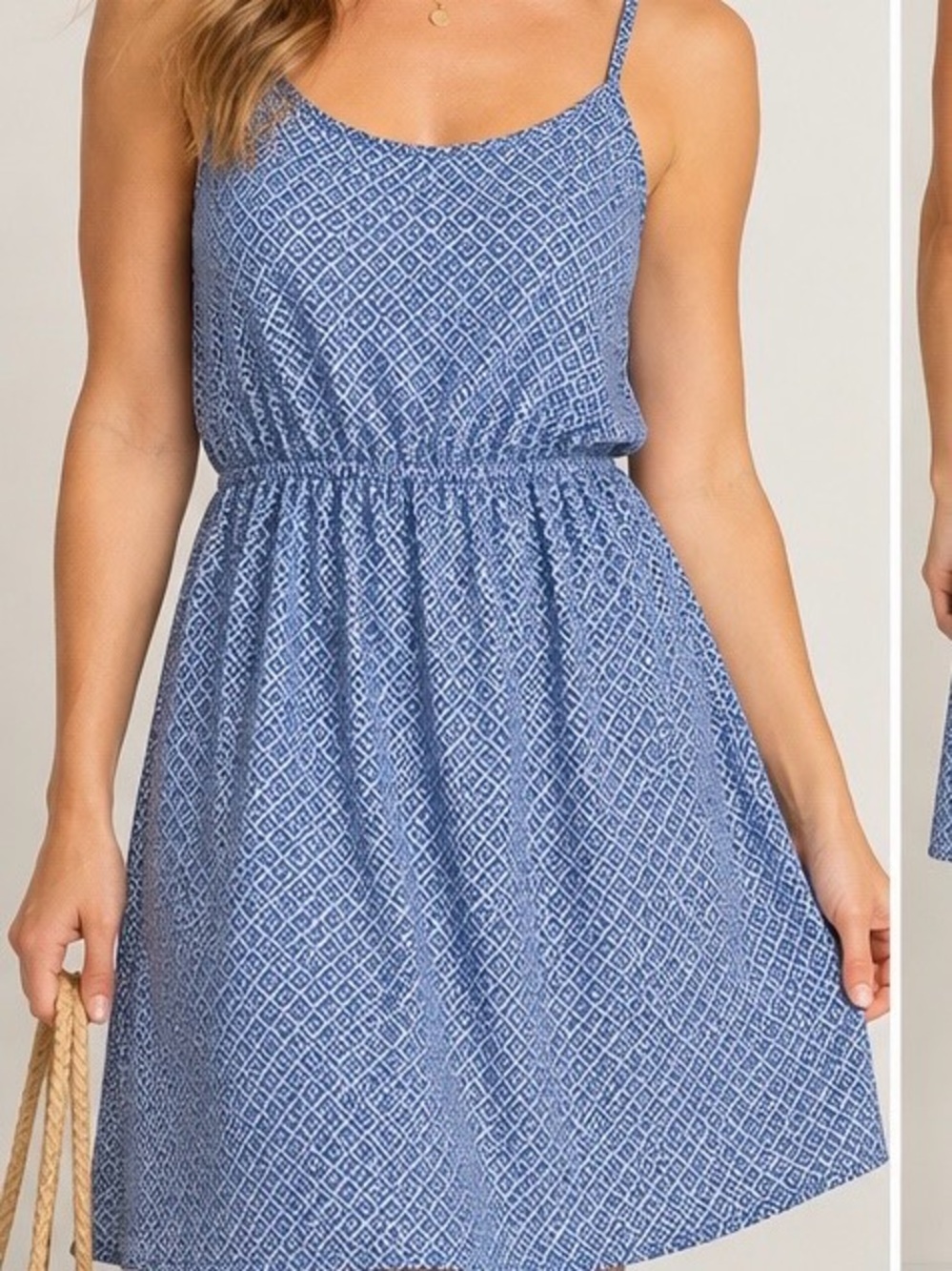 Old Navy Large Blue Geometric Print Cami Sundress Spaghetti Strap